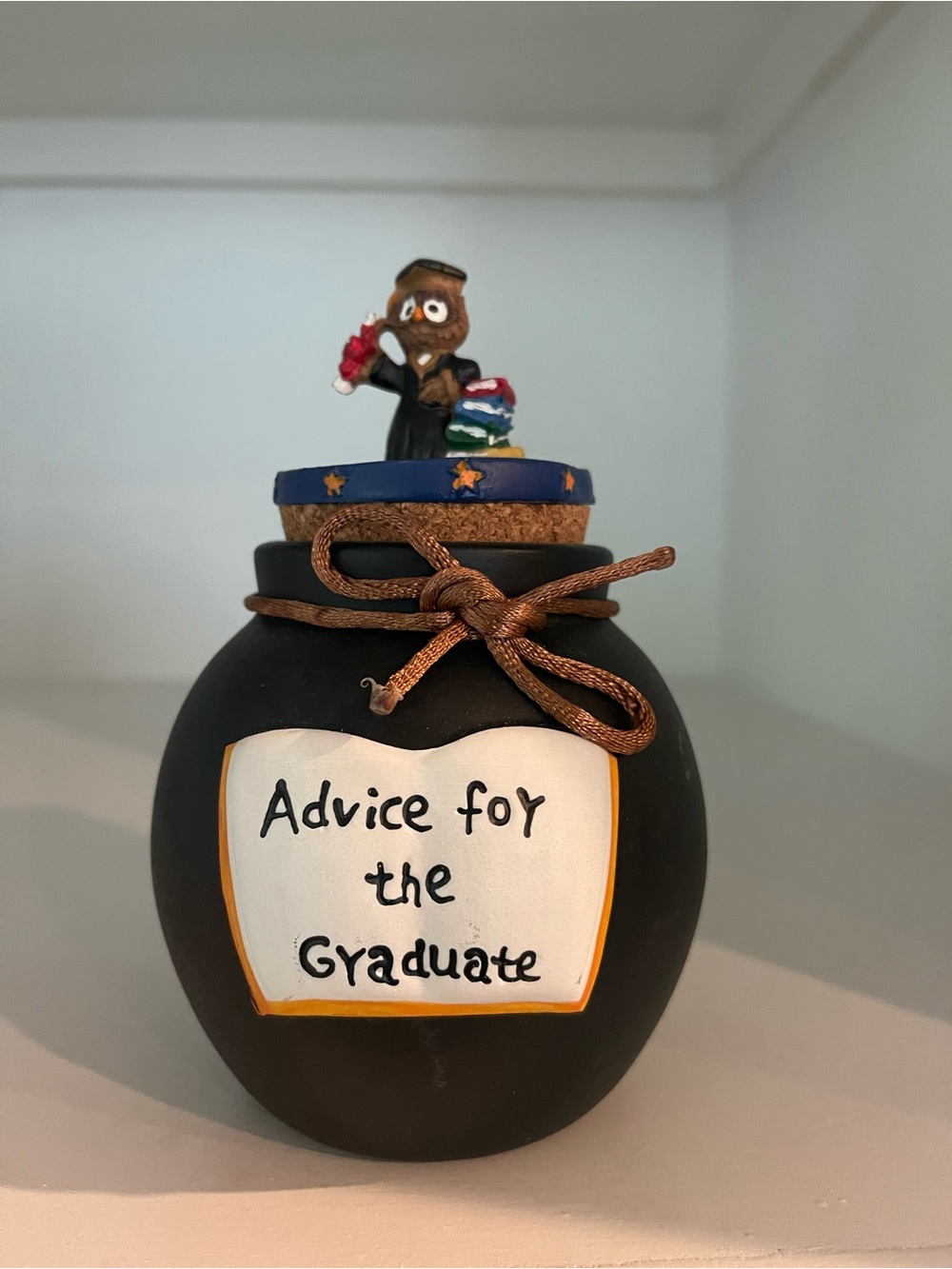 Black Ceramic Jar with Cork Lid and Graduation Accent